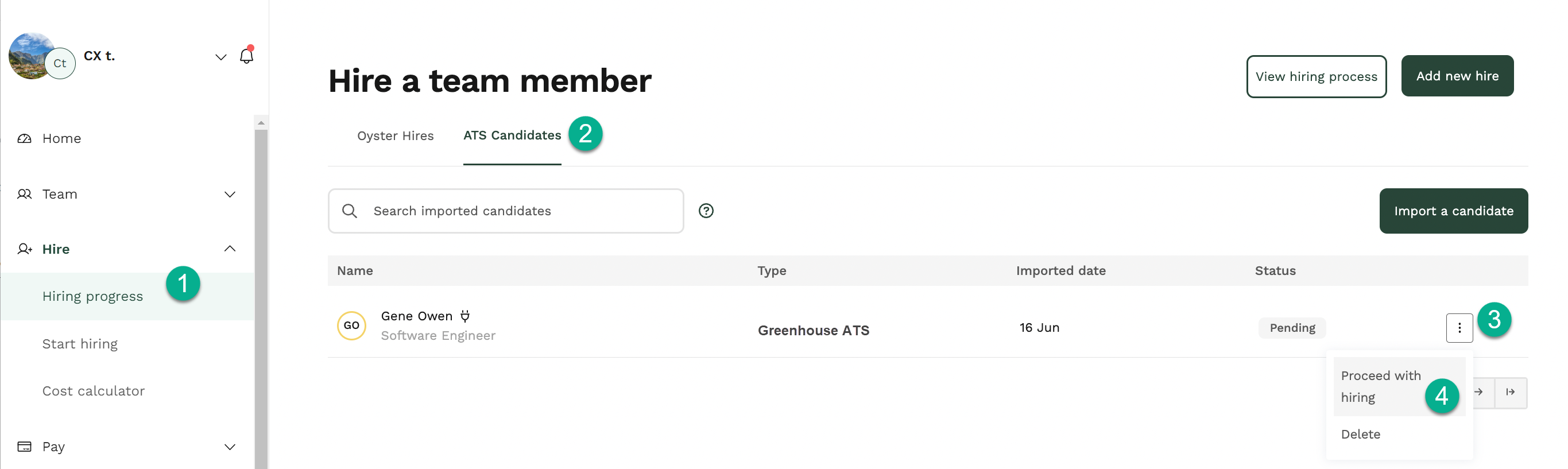 Greenhouse Hiring a candidate Oyster Help Center